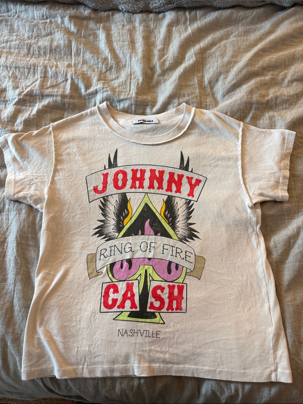 Johnny Cash Cream 'Ring of Fire' Graphic Tee